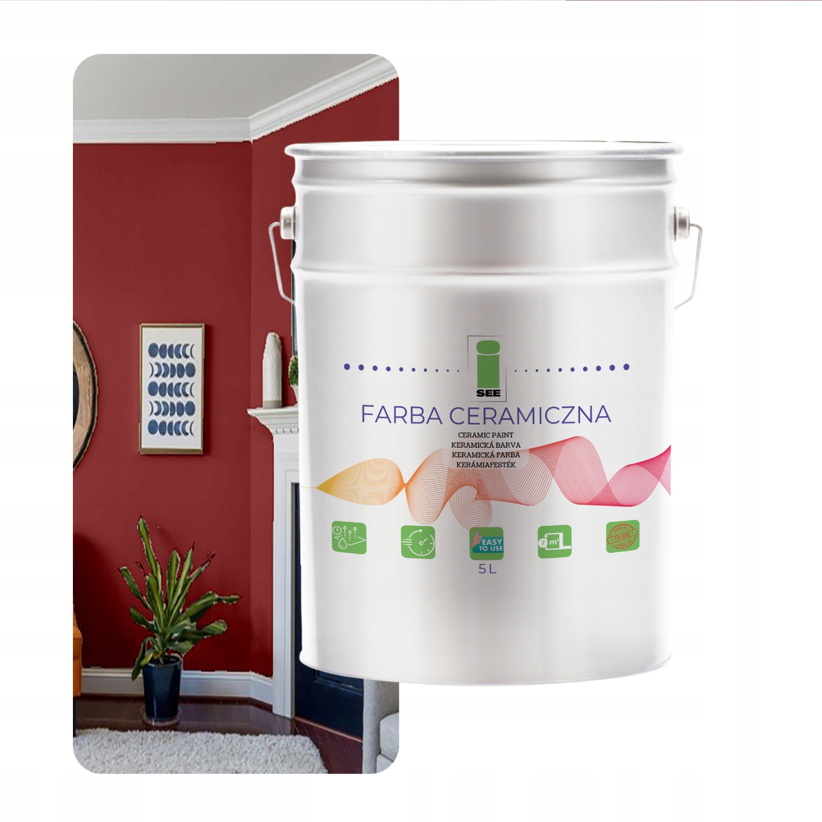 Keramická Umývateľná Nástenná Farba Na Steny Hnedá Tehlová 5 L Odolná Voči Škvrnám