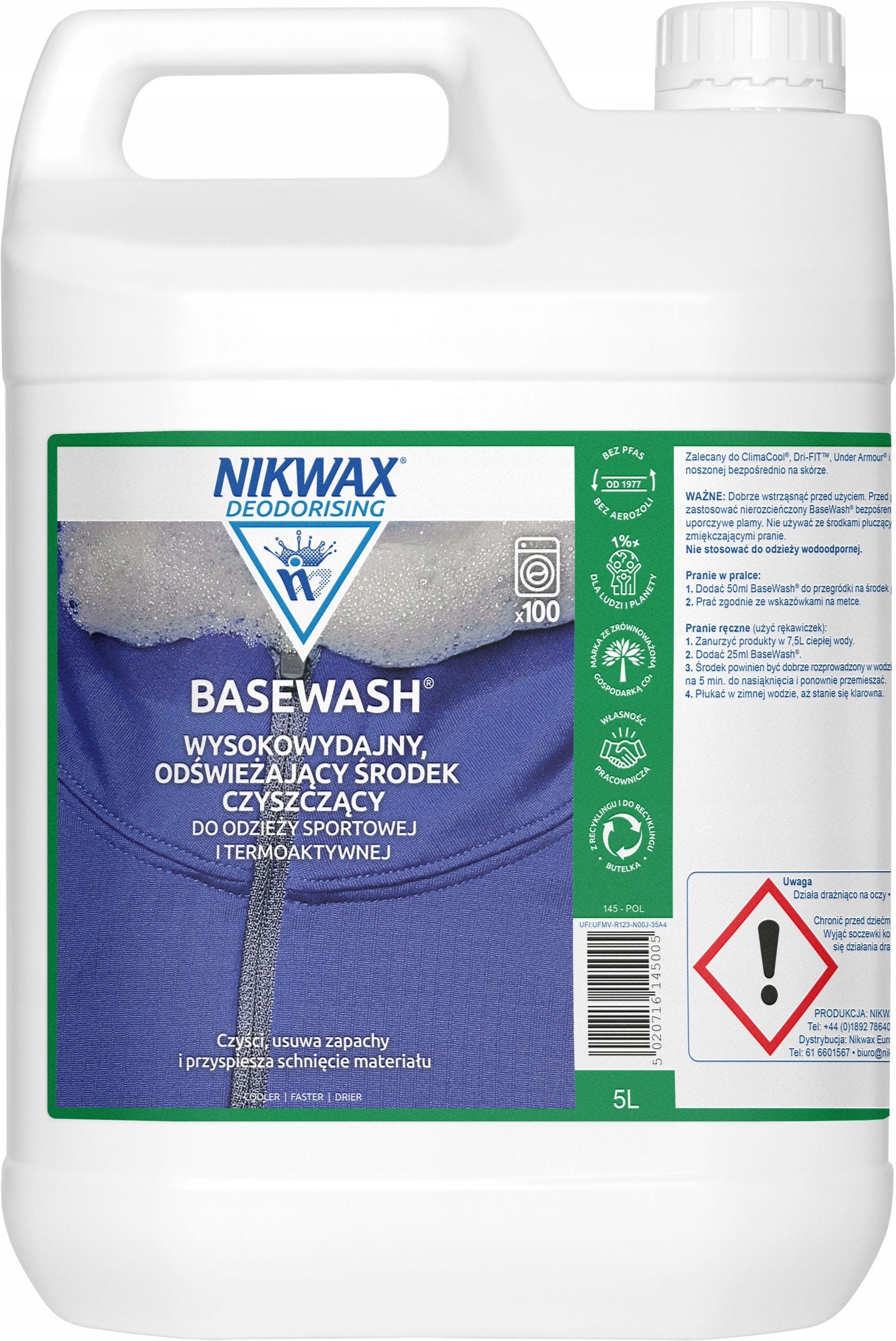 Płyn do prania syntetycznej bielizny termoaktywnej Nikwax BaseWash 5 L