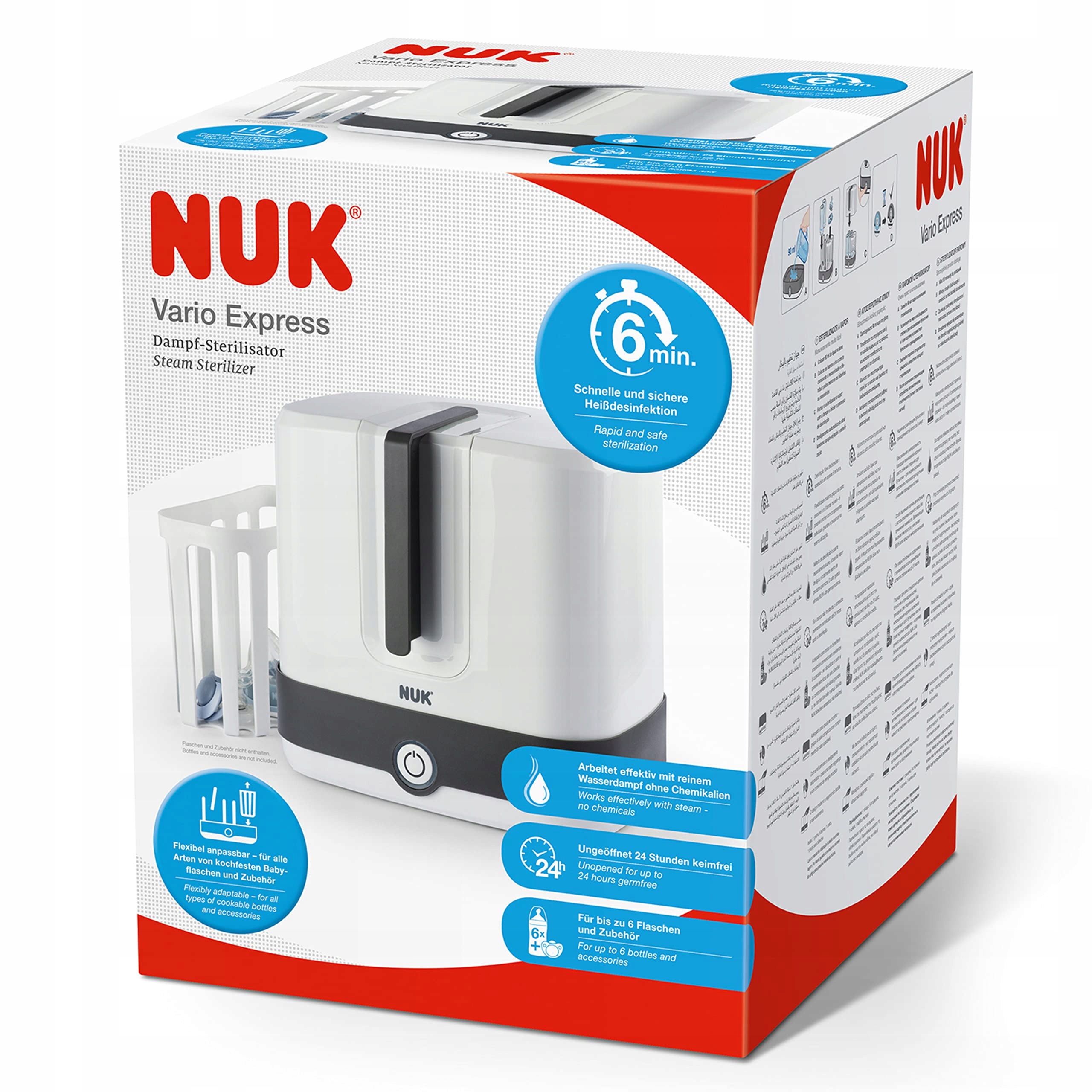 NUK Vario Express Sterylizator Do Butelek Dla Niemowląt Na Parę Wodną — miniatura 7
