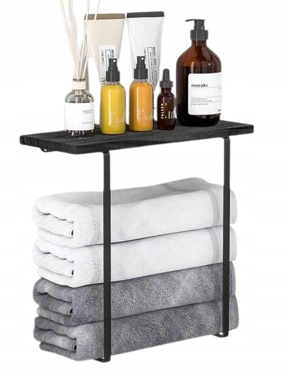 Shein Věšák Na Ručníky S Poličkou Černý Towel Rack 1HC