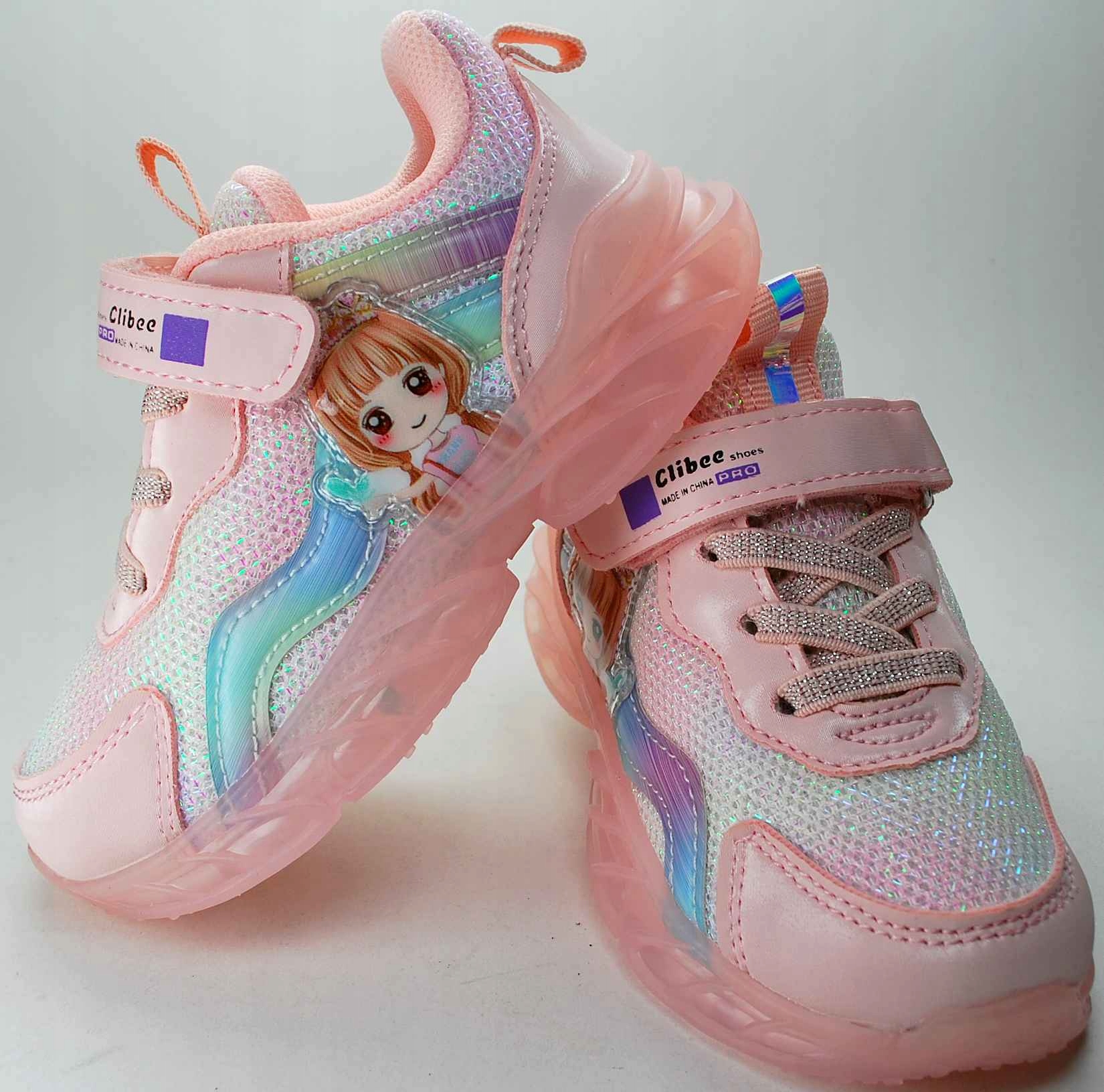 RÓŻOWE ADIDASY PRZEWIEWNE DZIECIĘCE buty dla dziewczynki ŚWIECĄCE rzep r 26 Rozmiar 26