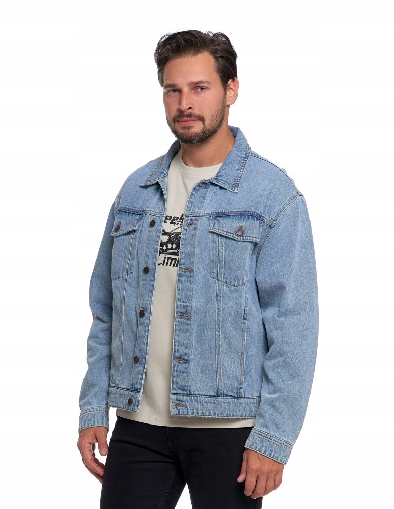 Kurtka Jeansowa Męska Katana Klasyczna Modna na Guziki Bawełniana Moraj XXL