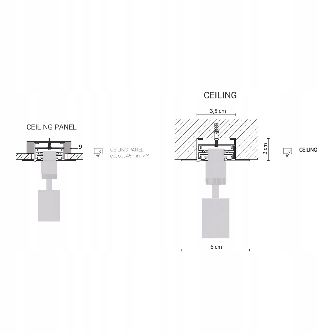 PROFILE RECESSED TRACK 2 METRE black 9015 Nowodvorski Marka Nowodvorski