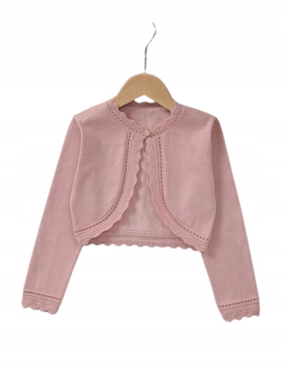 SHEIN RÓŻOWY SWETEREK DZIEWCZĘCY Z EFEKTEM FALBANEK 134-140cm 1KG