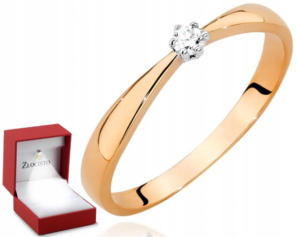 Prstýnek z růžového zlata s briliantem Gravírování