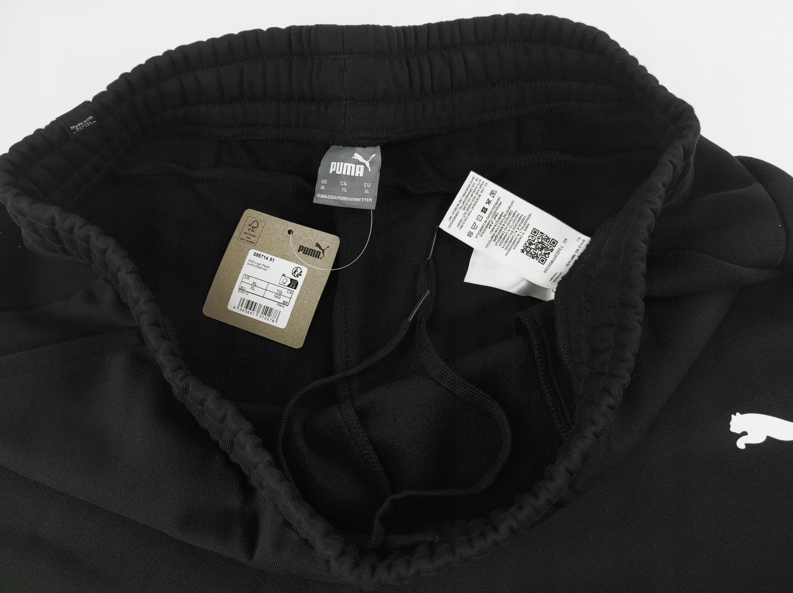 3190 SPODNIE PUMA MĘSKIE BAWEŁNIANE DRESOWE SPORTOWE CZARNE OCIEPLANE 2XL Rozmiar XXL