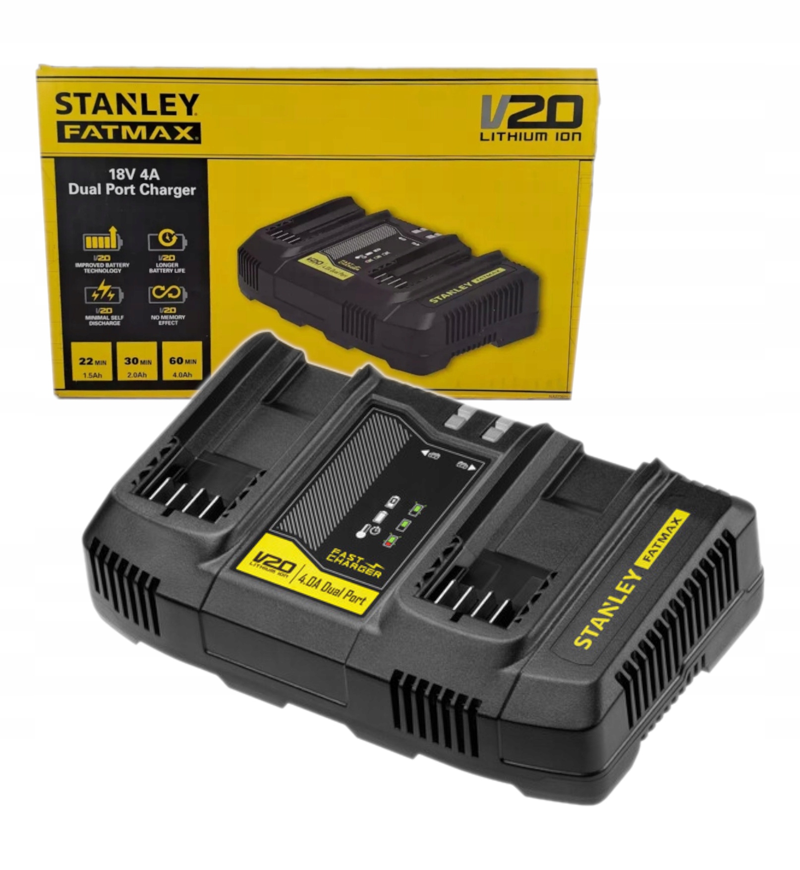 Stanley Rychlá nabíječka V20 4Ah, dva porty SFMCB24