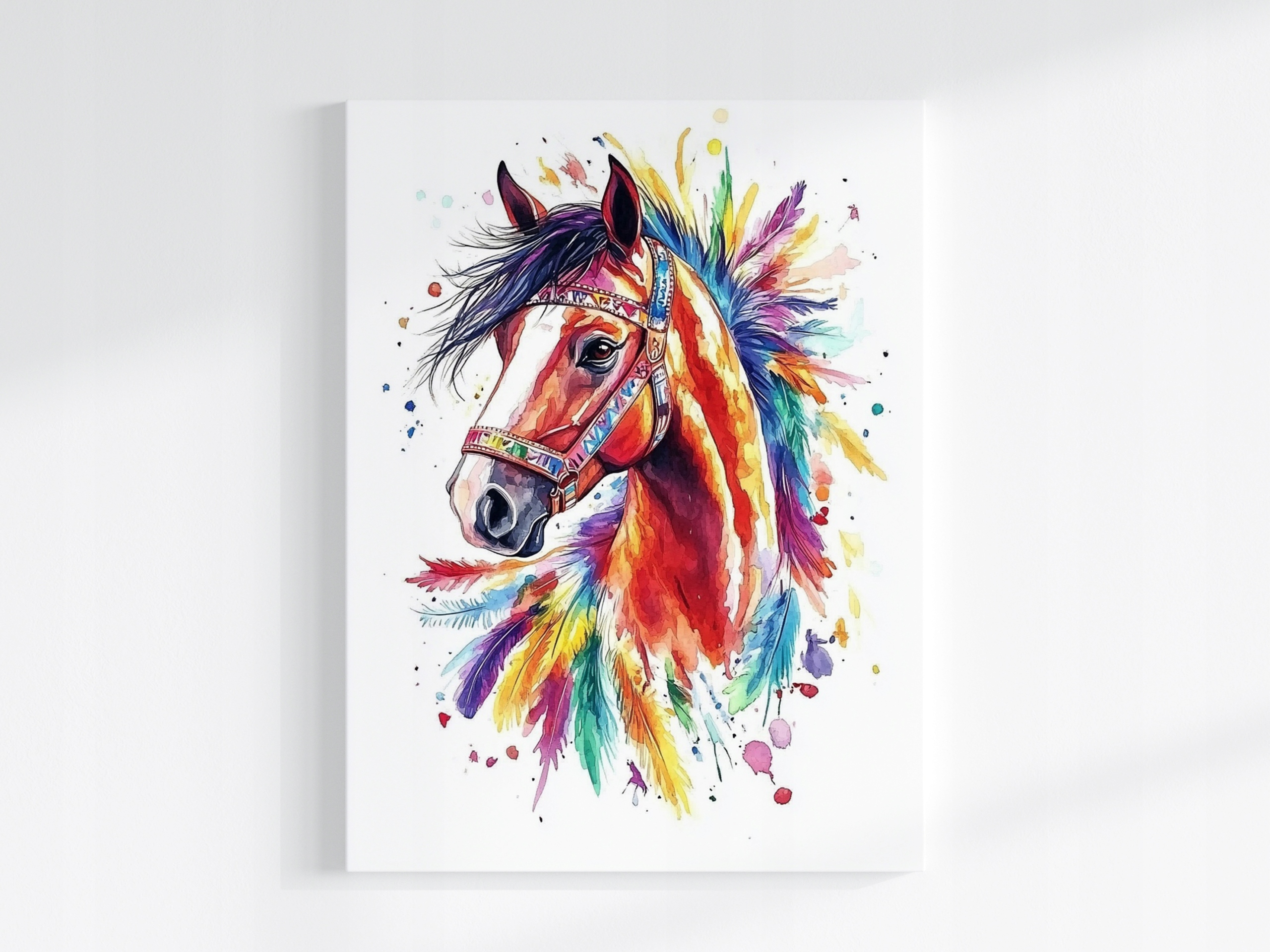 Obraz Na Plátně Canvas Grafika Kůň Portrét Pera Boho Splash Art 75x100