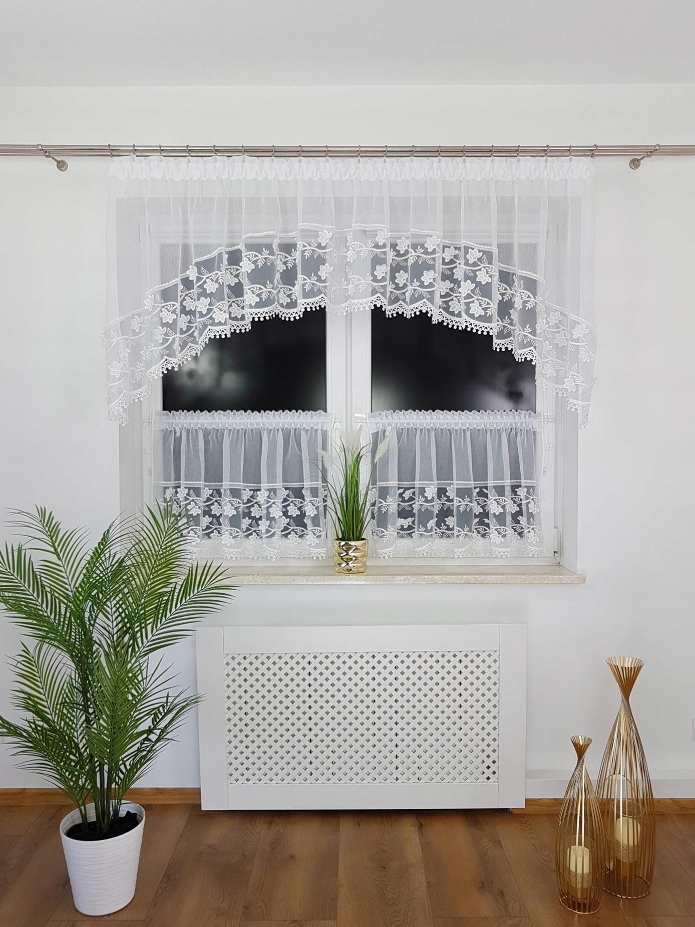 Firana Kuchenna Z Haftem Firanka Z Zazdrostkami Do Kuchni Zestaw 3X