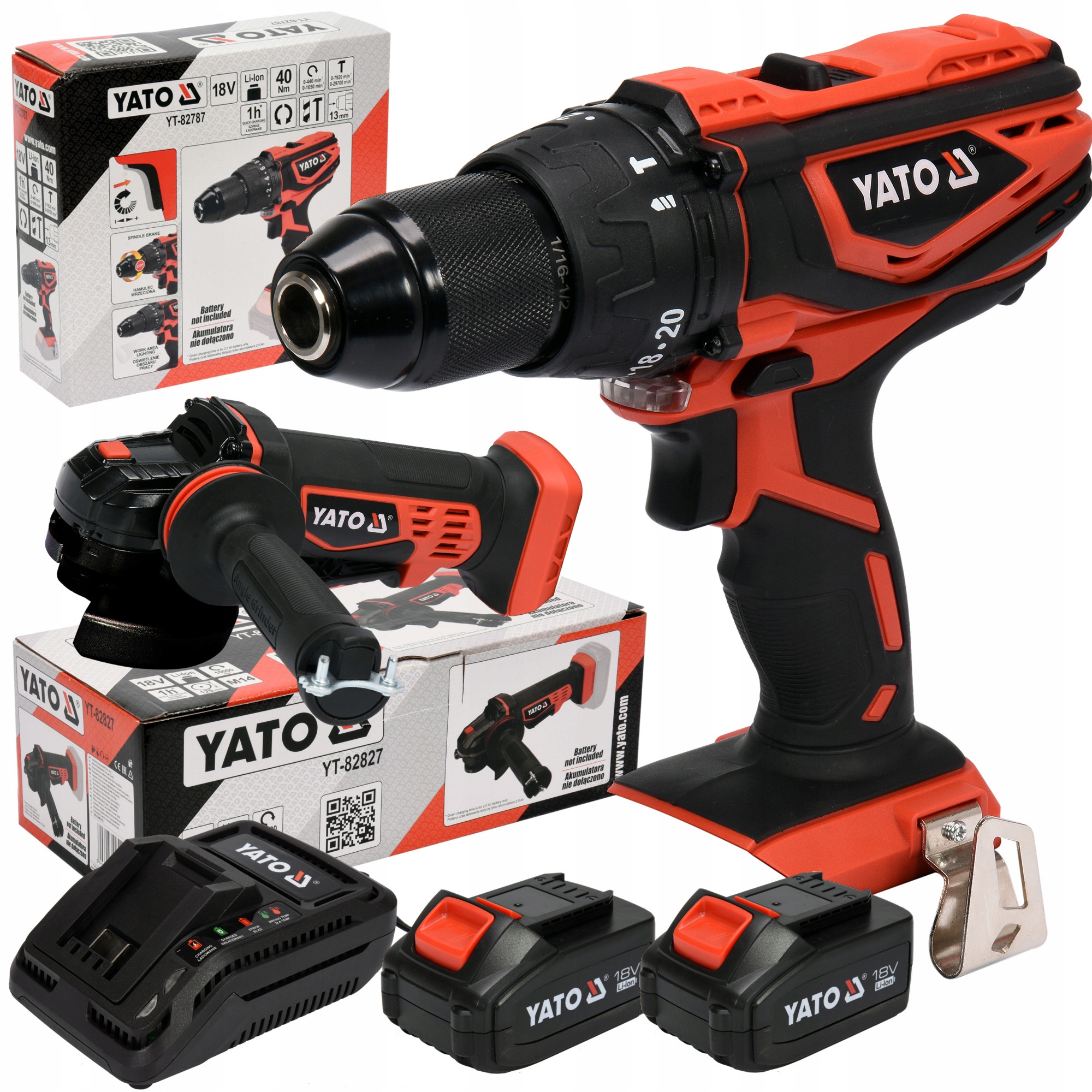 ZESTAW COMBO YATO WKRĘTARKA SZLIFIERKA 18V 2x 3AH