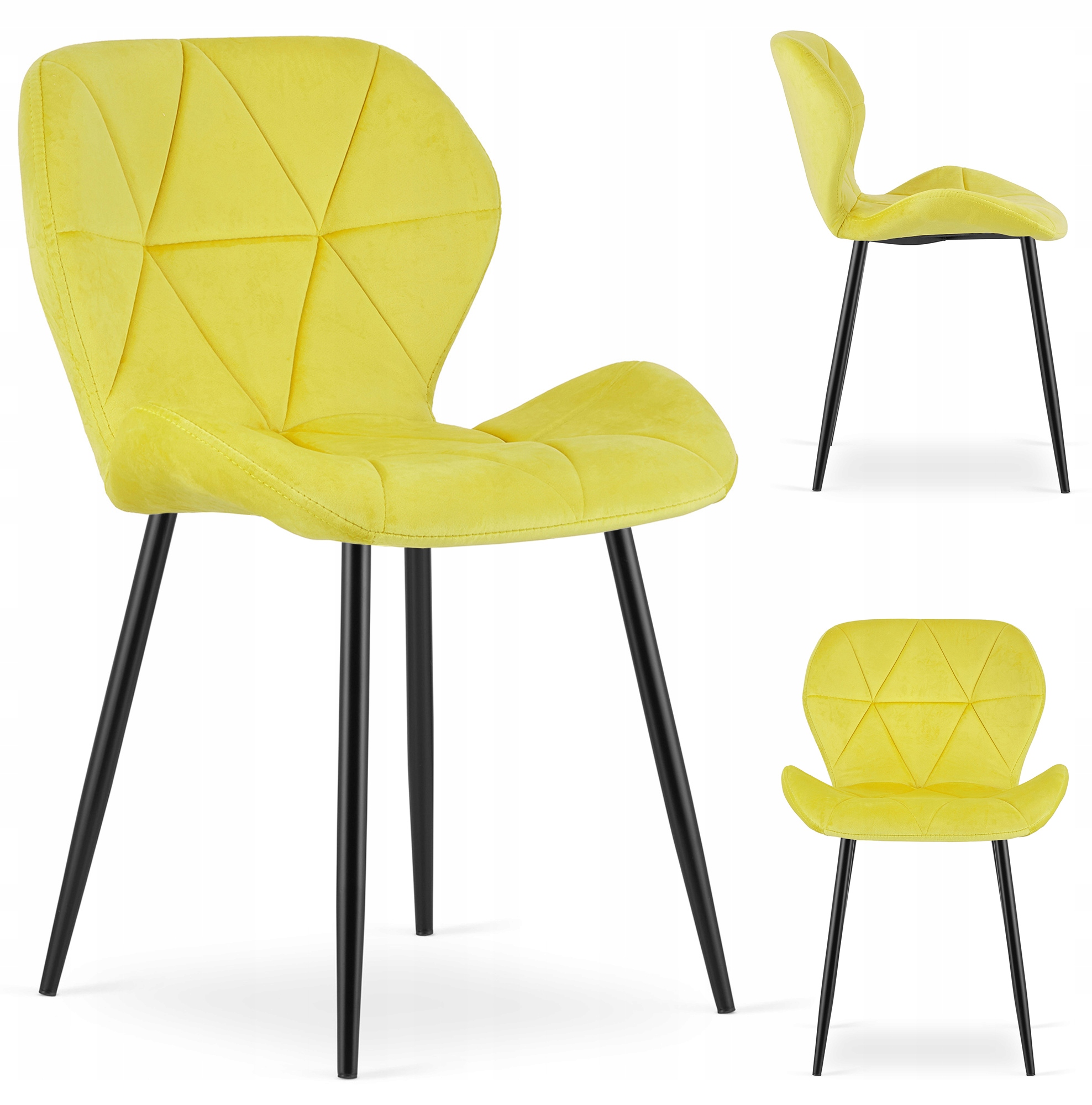 Krzesło Tapicerowane Welurowe Velvet Do Salonu Kuchni Jadalni Vela Żółte