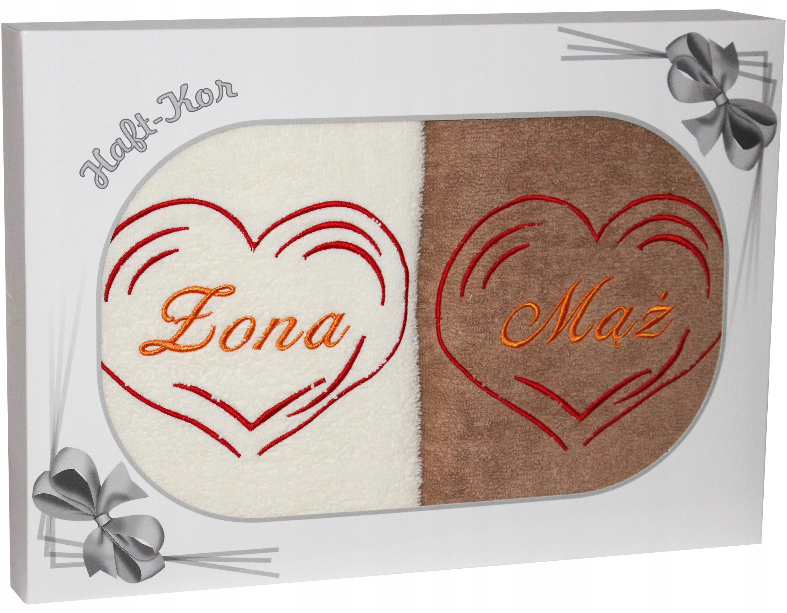 KOMPLET RĘCZNIKÓW ŻONA MĄŻ PREZENT NA ŚLUB HAFT