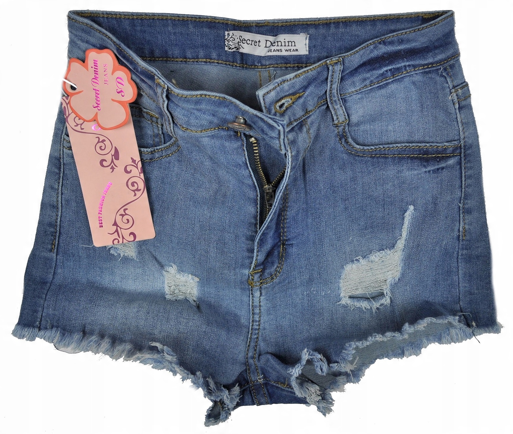 

Krótkie spodenki damskie szorty jeansowe 80025 L