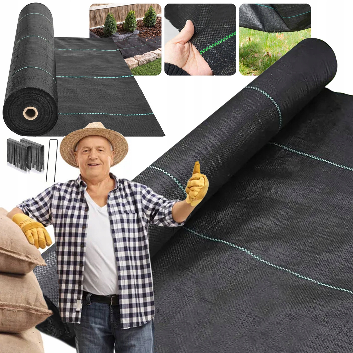 Agrowłóknina 1,1x50m 130g/m² Agrotkanina Kotwy Czarna Uv Ogród Chwasty