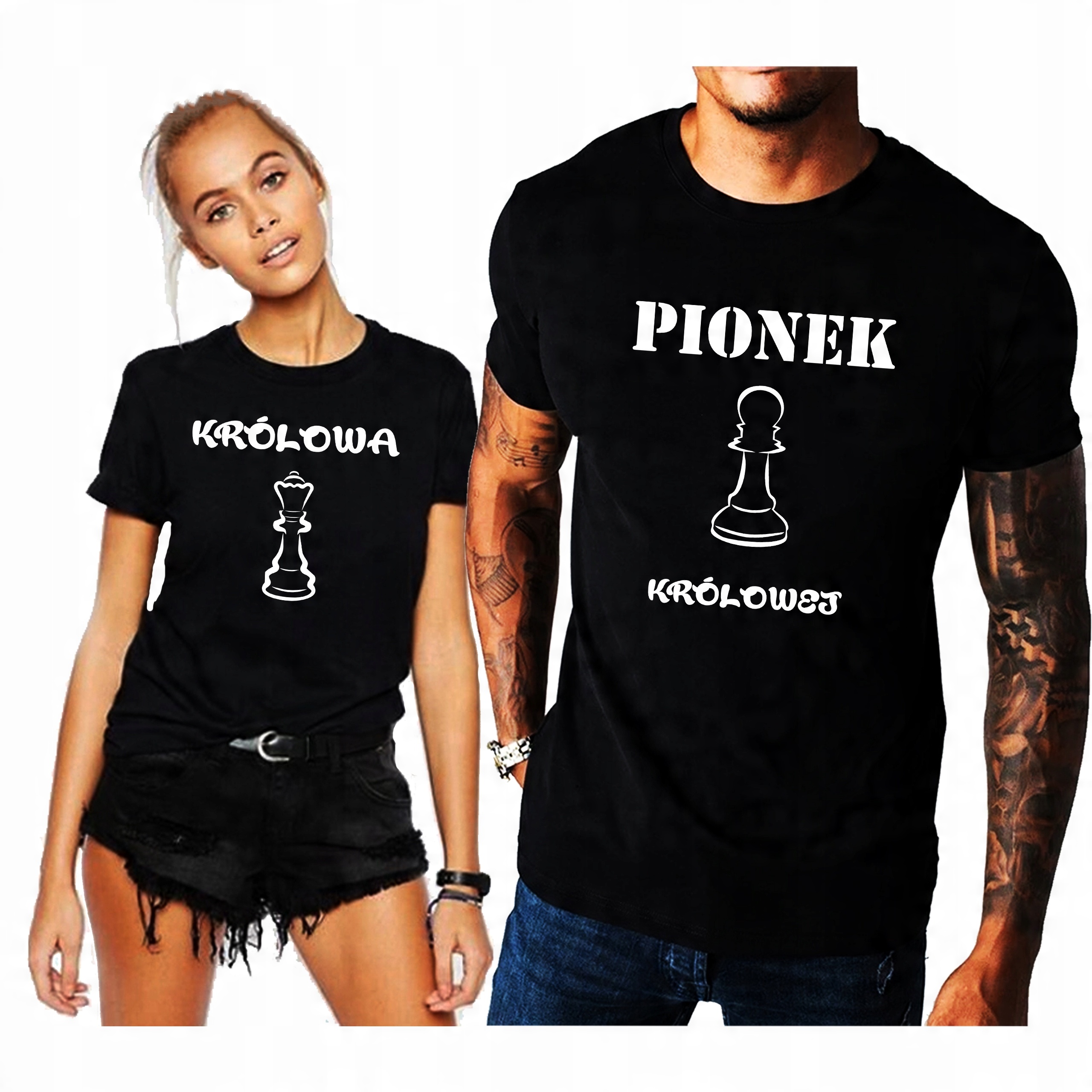 

Koszulki T-shirt dla Par Królowa Pionek Szachy XL