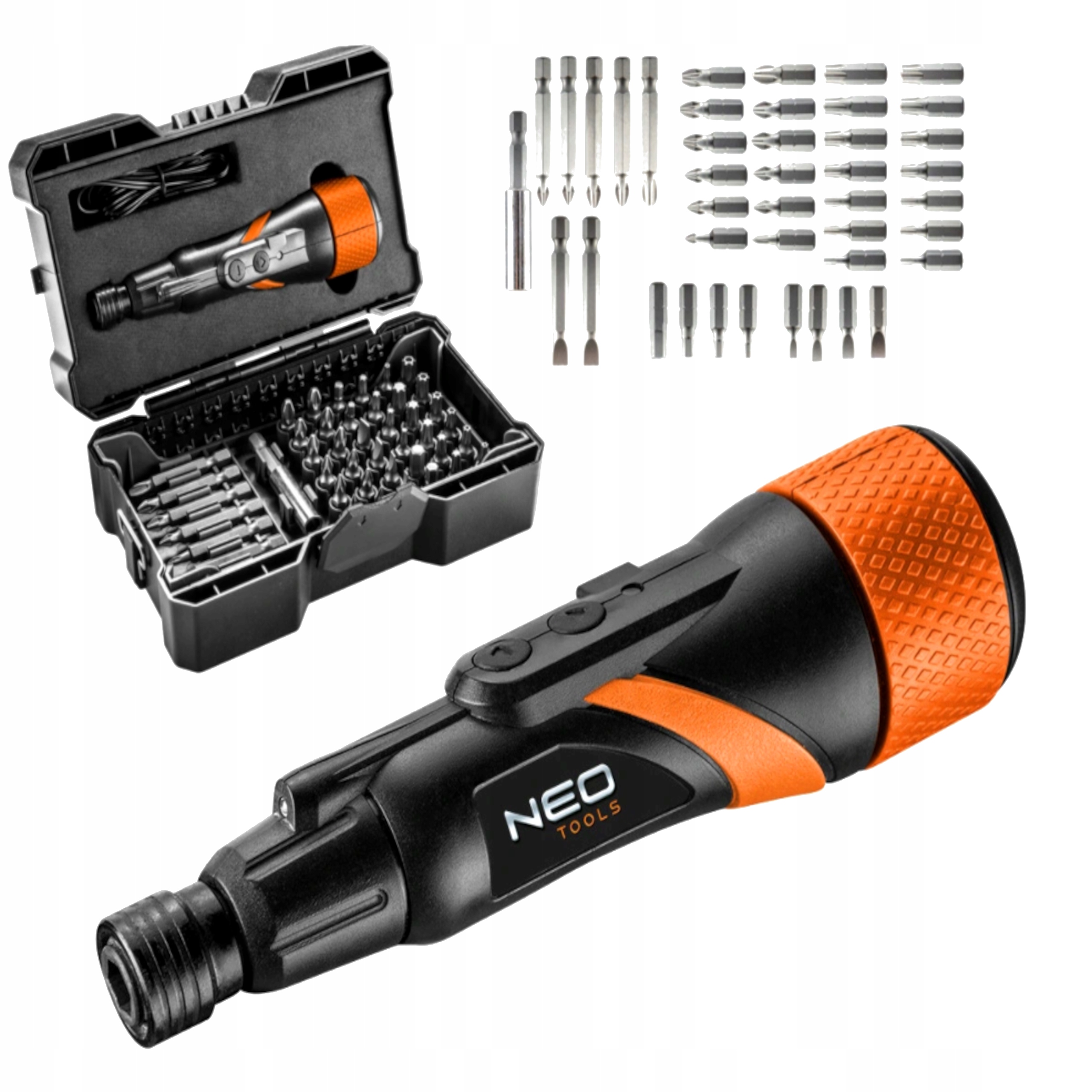 Wkrętak Akumulatorowy Śrubokręt Elektryczny z Bitami Micro Usb Zestaw Neo