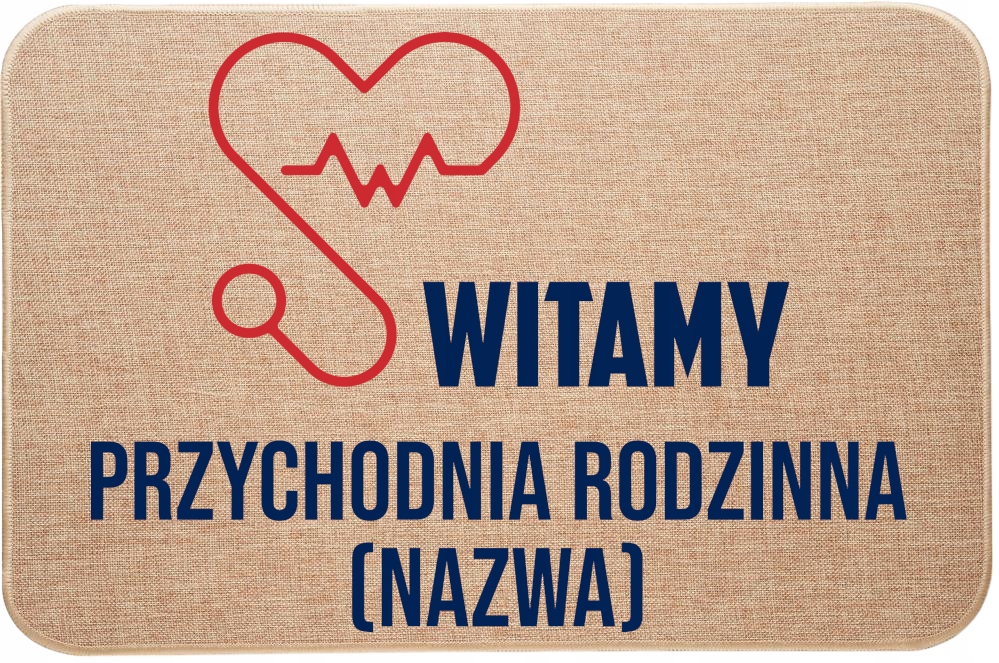 Lněná rohožka pod dveře Vítejte Rodinná klinika Vaše jméno