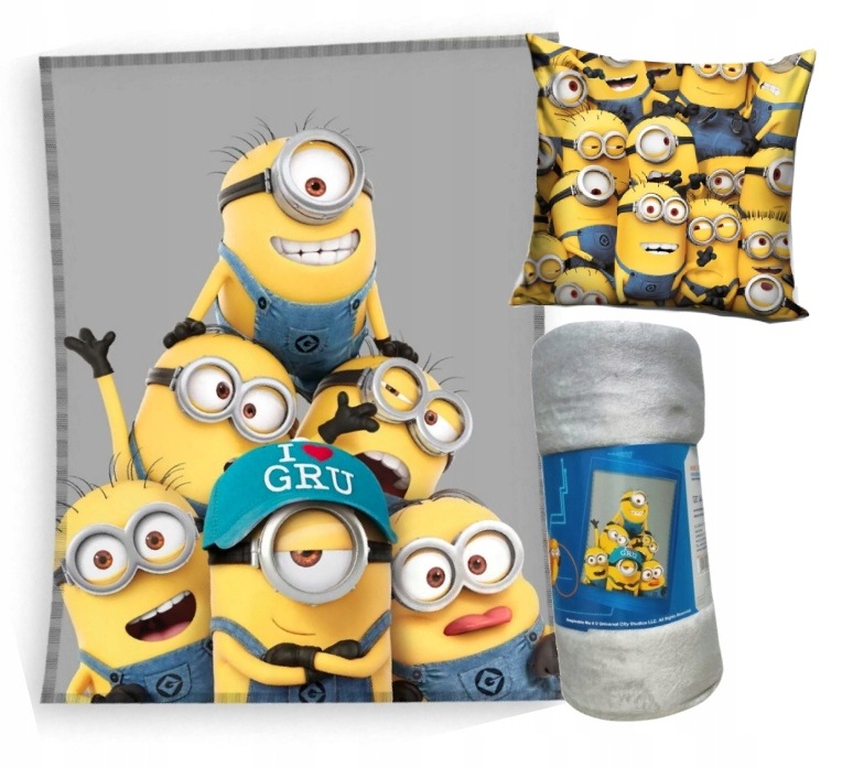 Koc Poduszka Duży ciepły Minionki 150x200 Narzuta Minions Oeko Tex