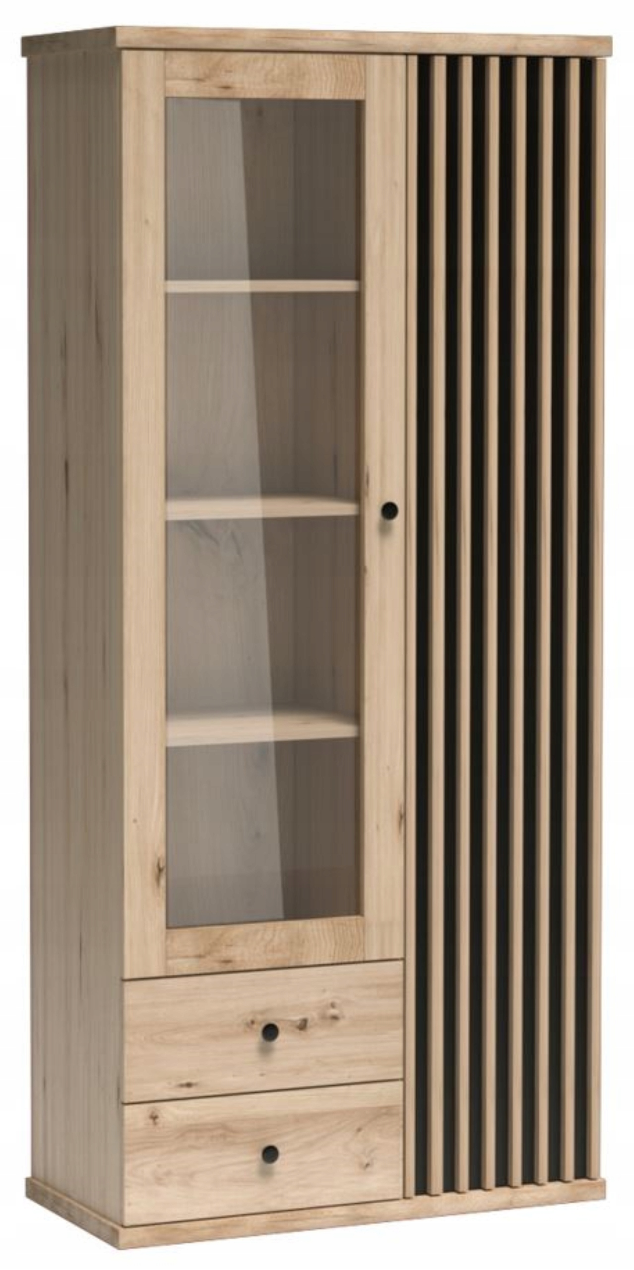 Nowoczesna Witryna dąb artisan Cali 191 x 86,4 x 40,6 cm Lamele 2D/2S