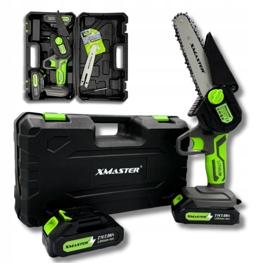 Sada aku řetězová pila pilka na větve 2x Aku kufr