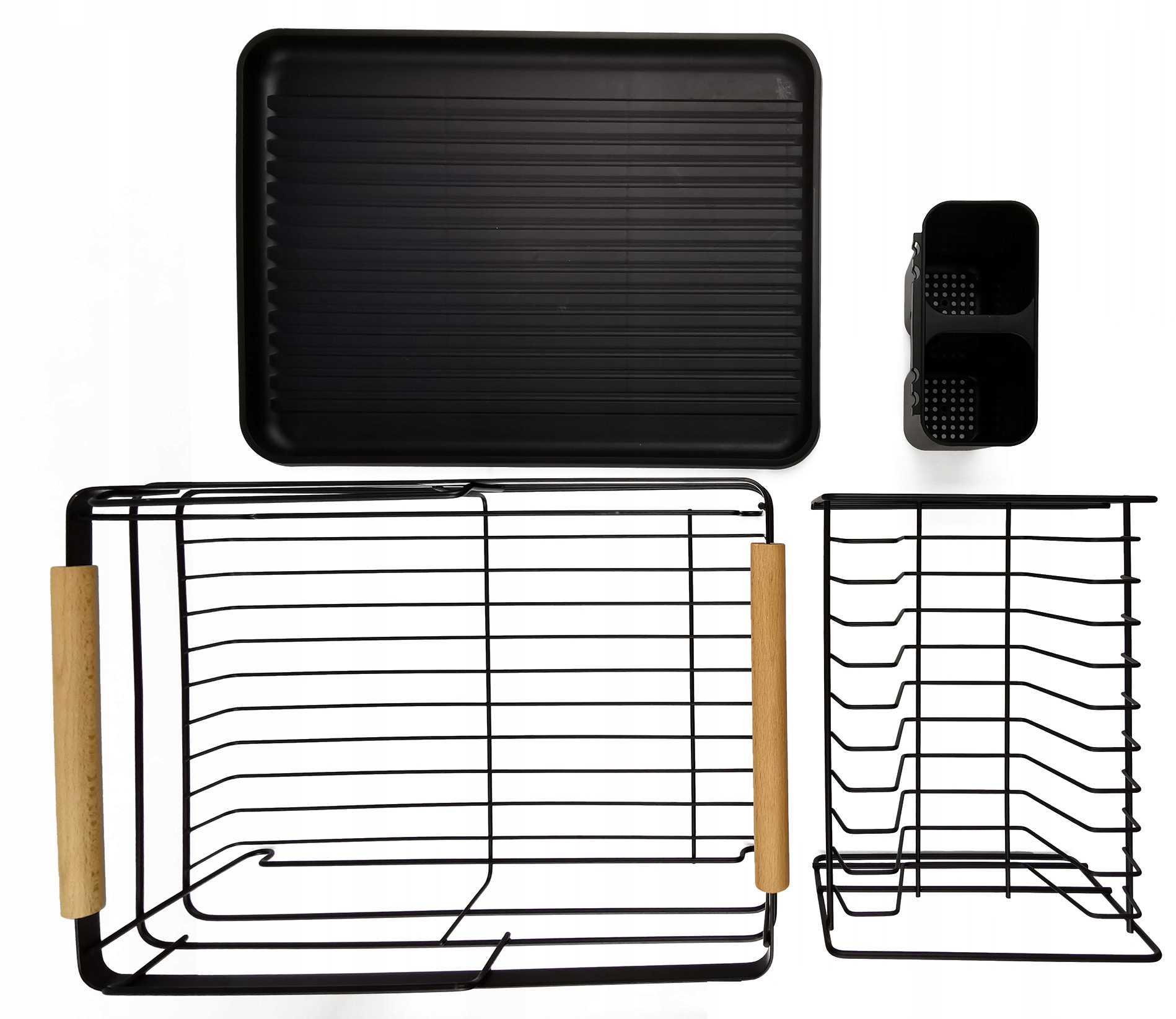 SUSZARKA DO NACZYŃ STOJĄCA OCIEKACZ Z TACKĄ CZARNA DWUPOZIOMOWA WZ3 Szerokość produktu 31 cm