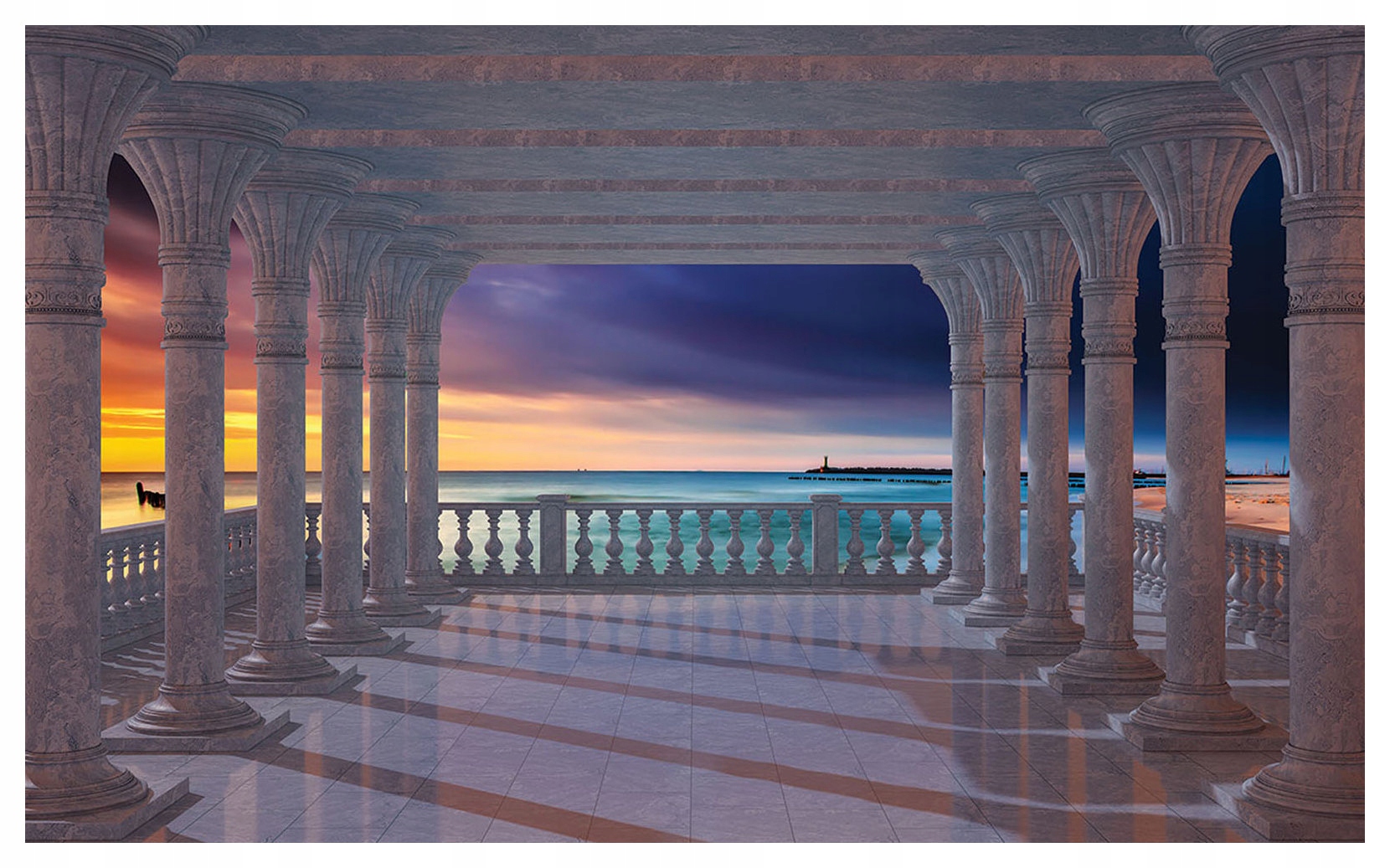 Fototapeta Sloupy Moře Architektura Zábradlí Terasa 200x140 lepidlo