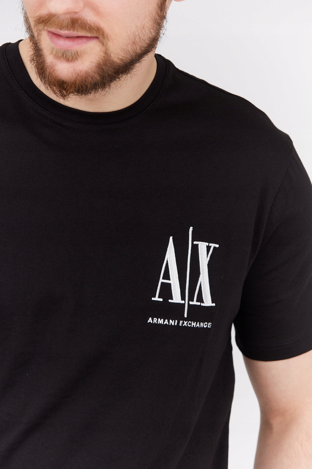 ARMANI EXCHANGE Czarny t-shirt wyszywane logo XL Marka Emporio Armani