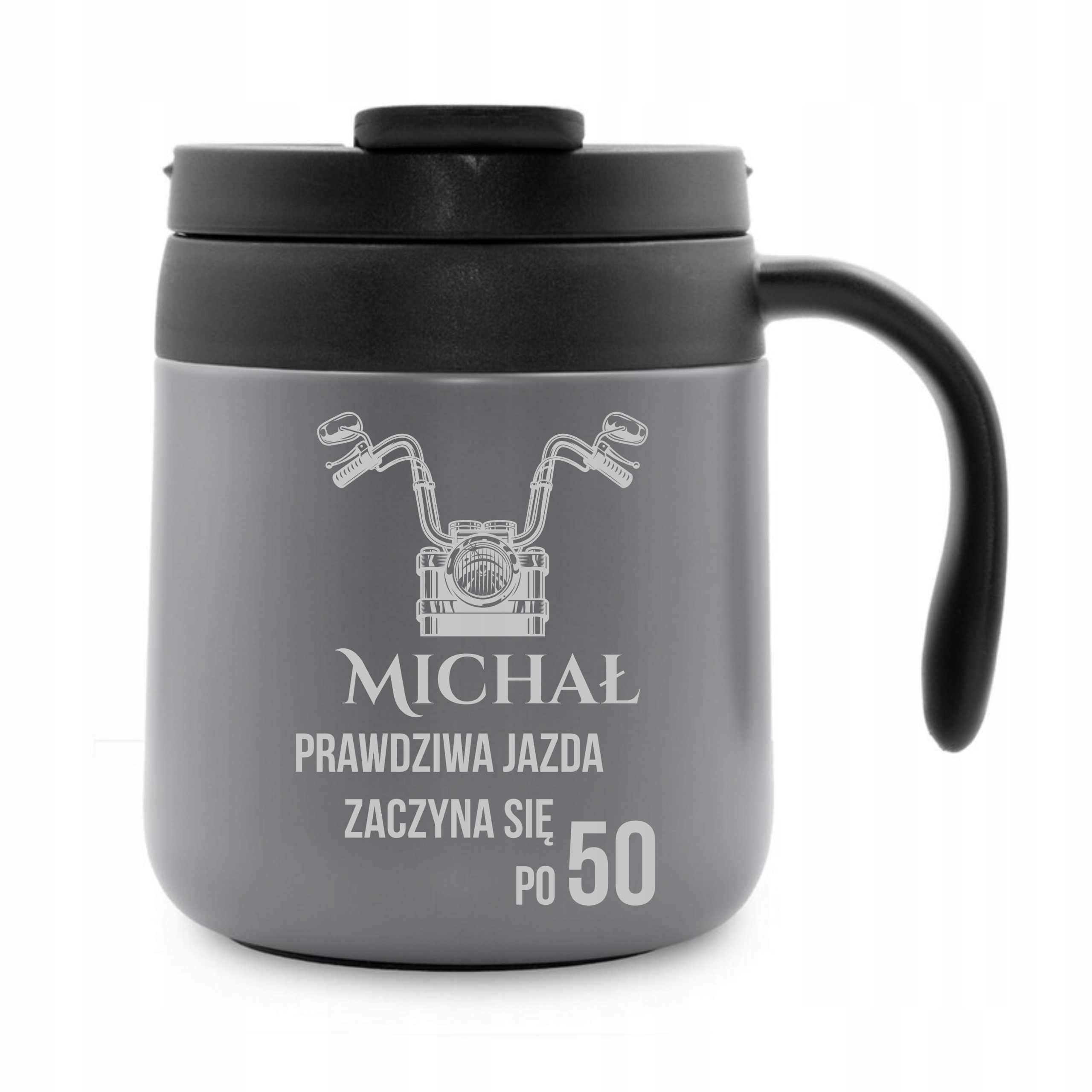 KUBEK TERMICZNY Z RĄCZKĄ GRAWER PERSONALIZOWANY! Stan opakowania oryginalne