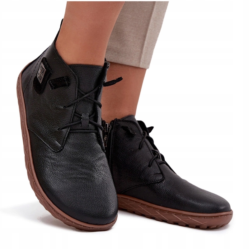 Dámské Polobotky Barefoot Přírodní Kůže Ozdoba Zazoo 30072 Černé 37