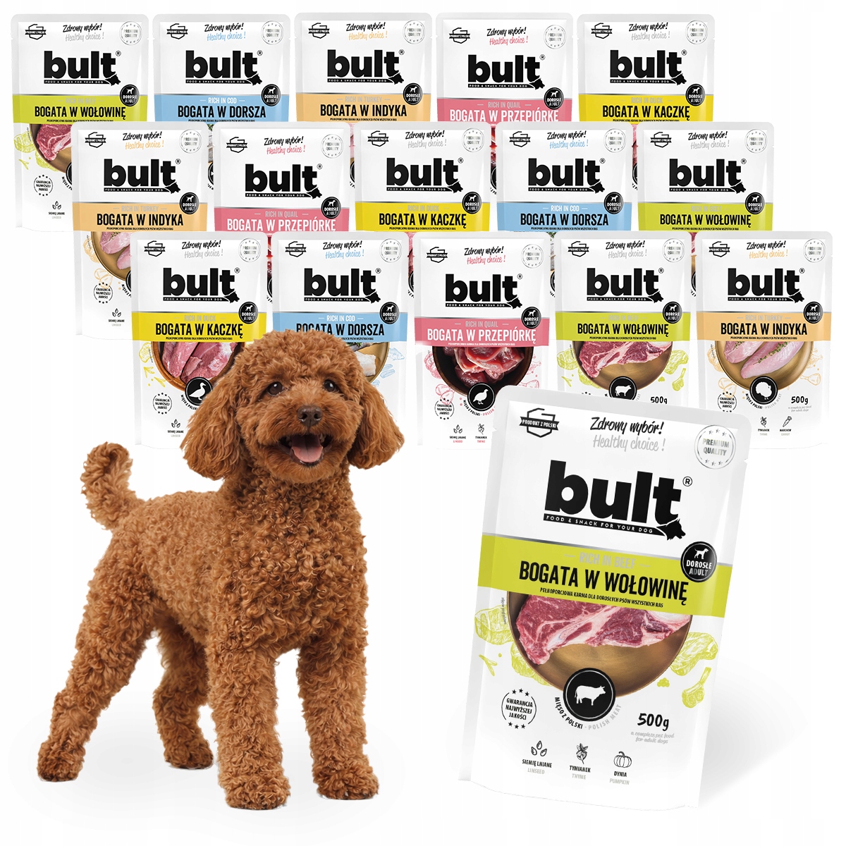 Levně Vlhké Krmivo Pro Psa Bult MIX Chutí Sáčky Bohaté Na Chuť 16x500 g