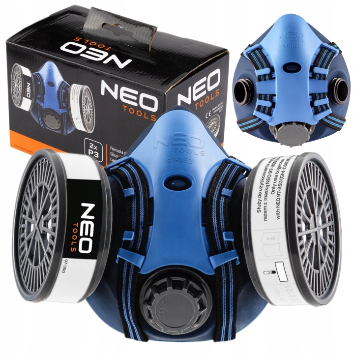 Półmaska silikonowa ochronna maska 2 pochłaniacze filtr P3 Neo Tools Bhp