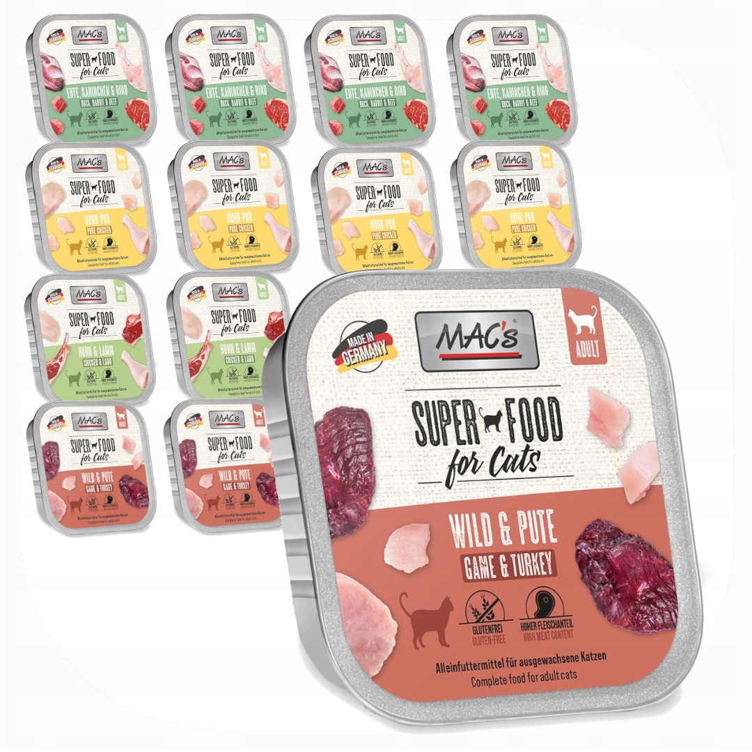 MAC's Miska 16x100g Bezobilné Mokré Krmivo Pro Kočky Mix Chutí Superfood