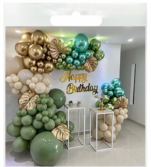 

Girlanda balonowa zielenie złoto liście beż G66