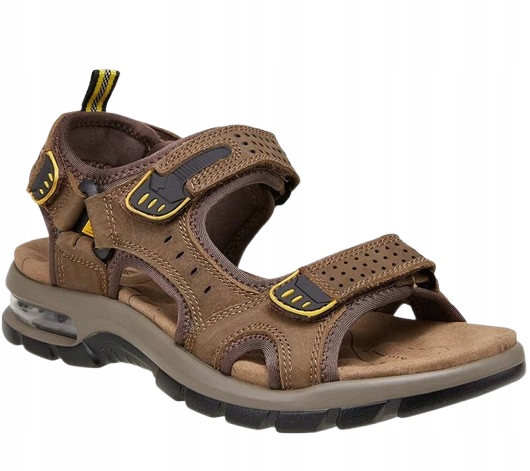 Pánské Hnědé Sandály S Ozdobnými Nášivkami A Suchým Zipem 45 J3A