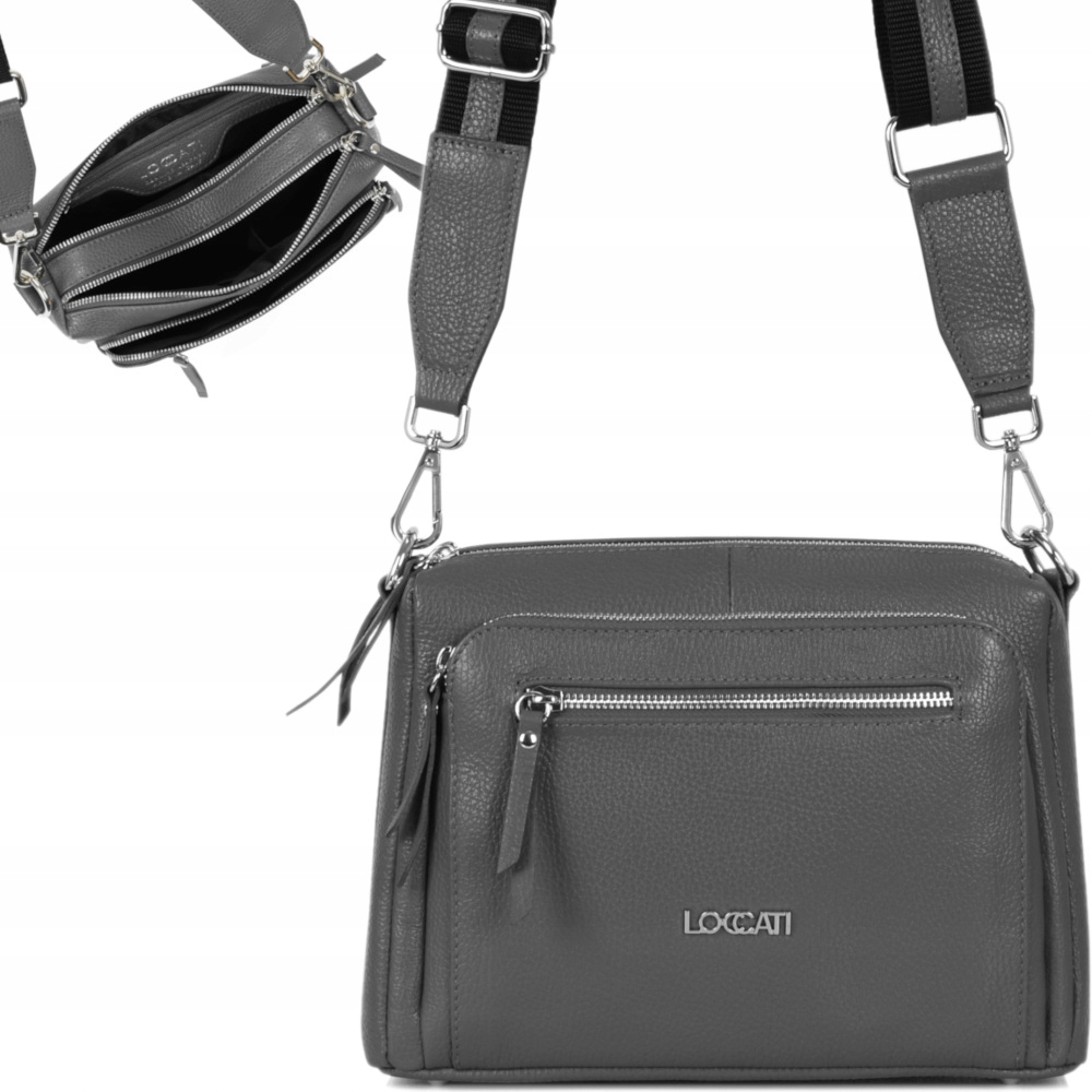 

Listonoszka damska szara skórzana torebki ze skóry