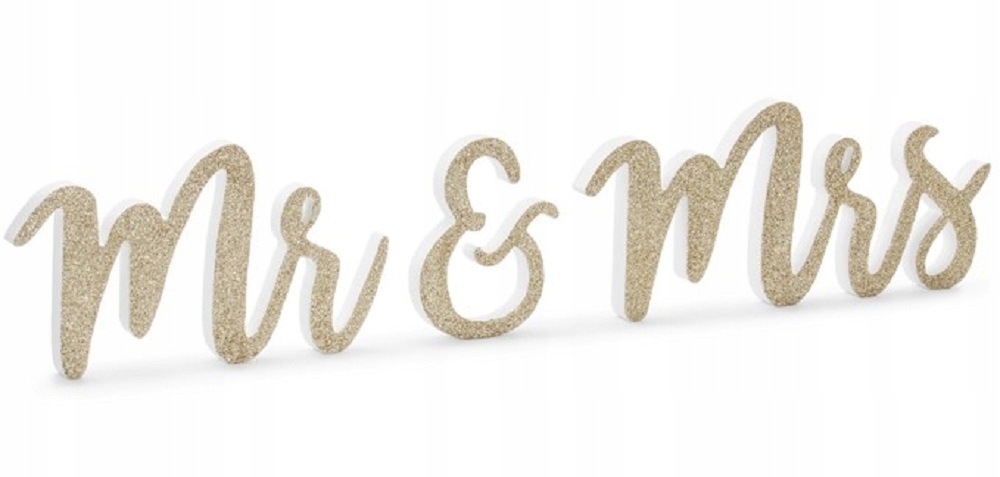 

Drewniany napis Mr & Mrs, złoty, 50x10cm