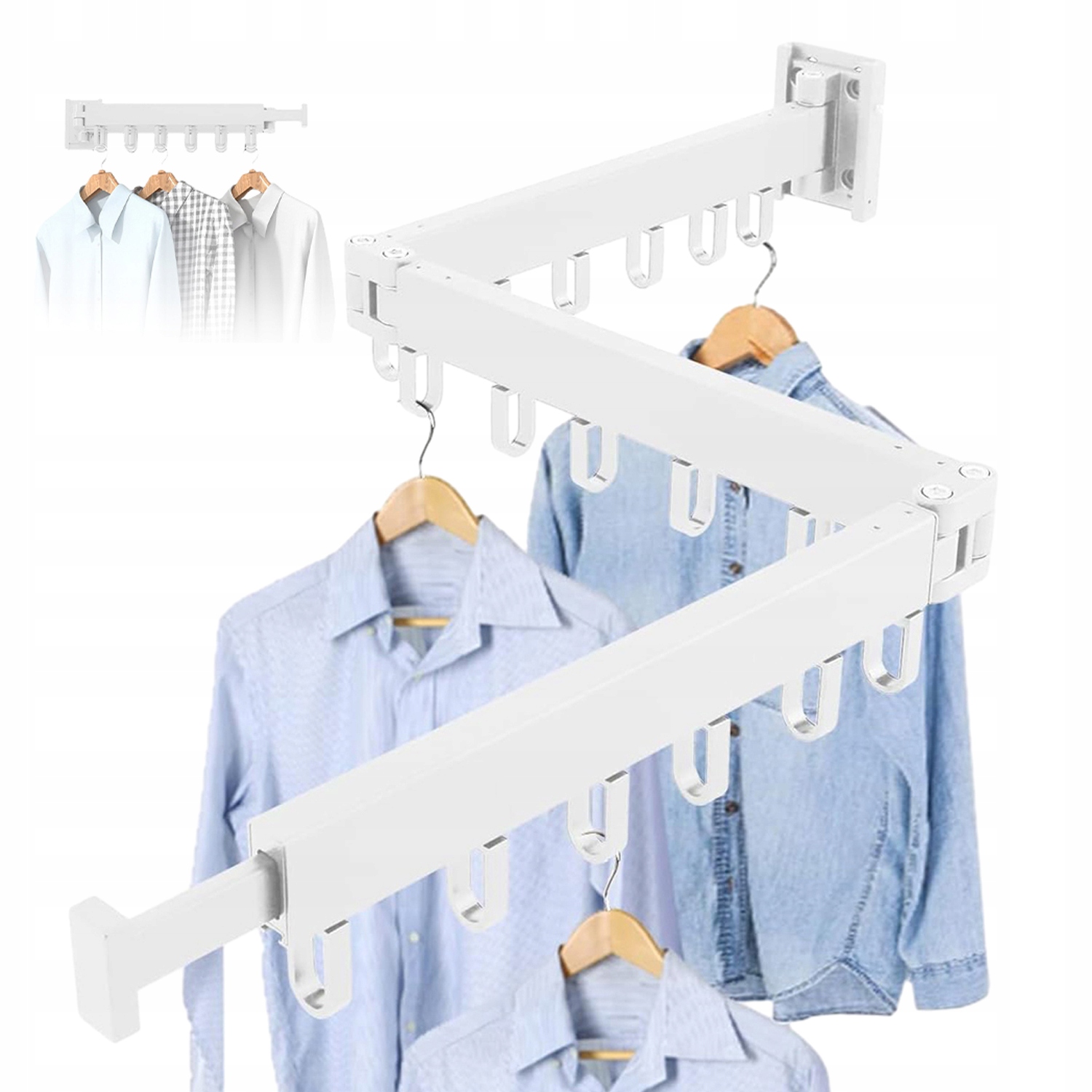 Skládací Tyč Na Oblečení Namontovaná Na Stěnu 120 CM, Skládací Na Tři Části