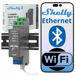 Shelly Pro 2 V1 – 2-kanálový relé Din dry contact Lan Wi-Fi