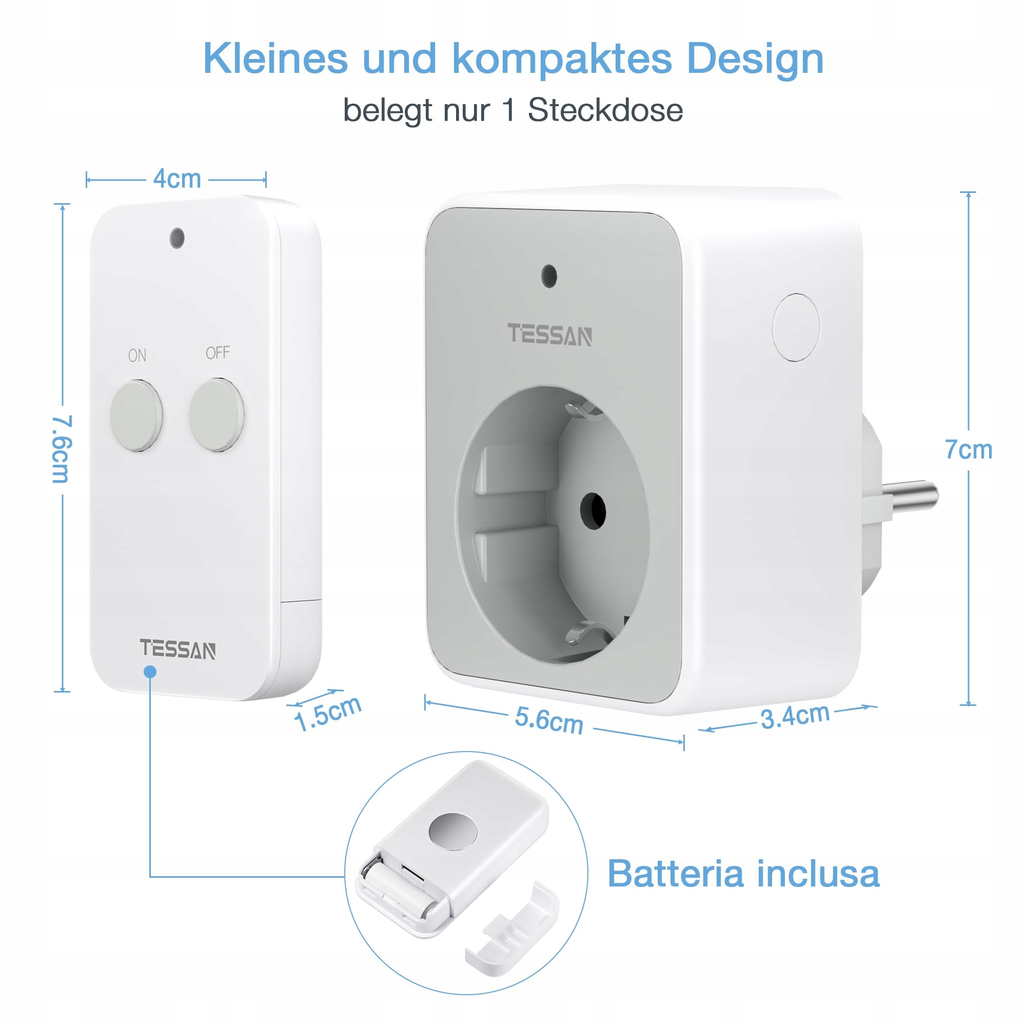 TESSAN Gniazdko Zdalne Sterowanie 30M 3600W Magnetyczne Programowalne — miniatura 8