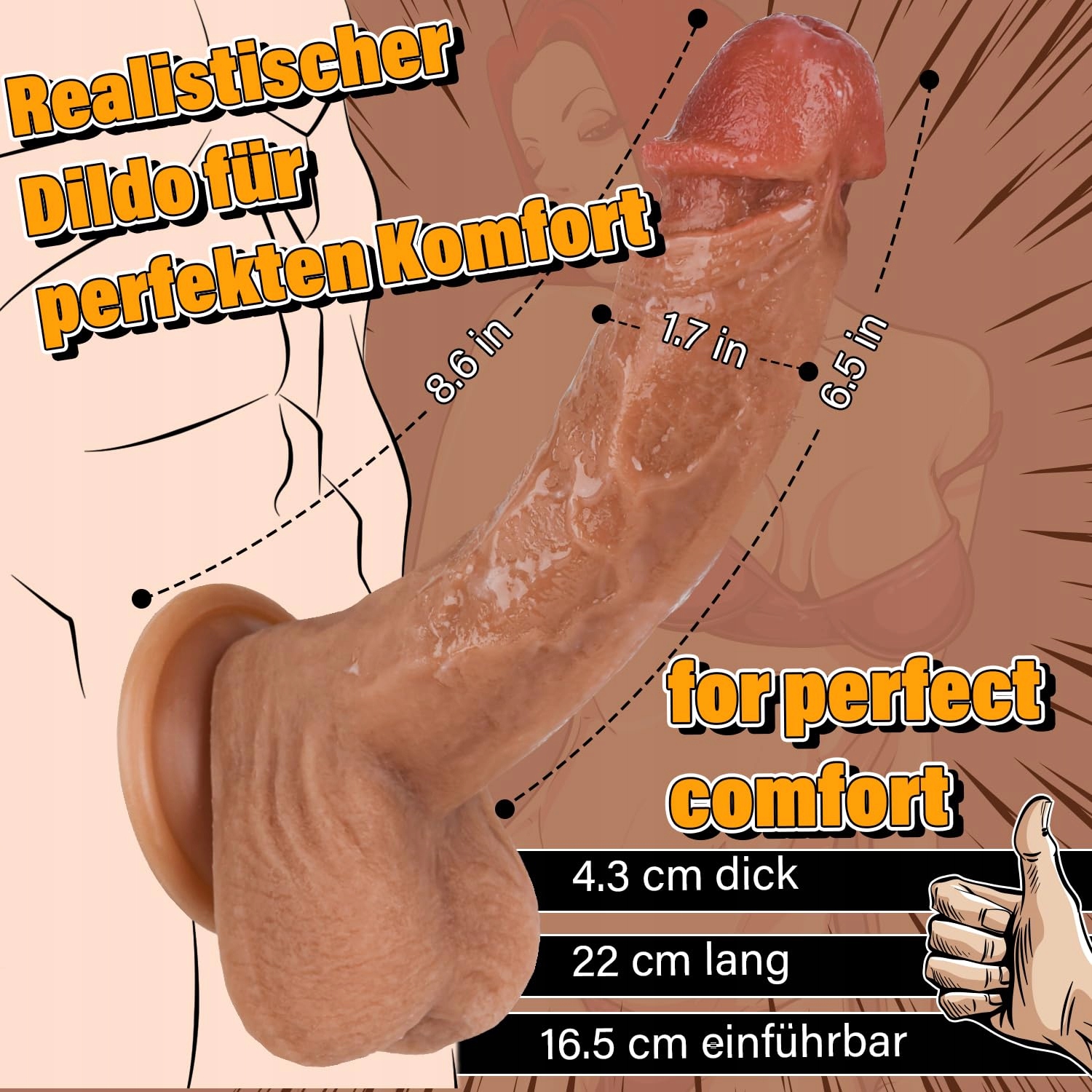 YQLOVE Realistyczny Dildo Silikonowy 22CM Naturalny Dla Kobiet — miniatura 6