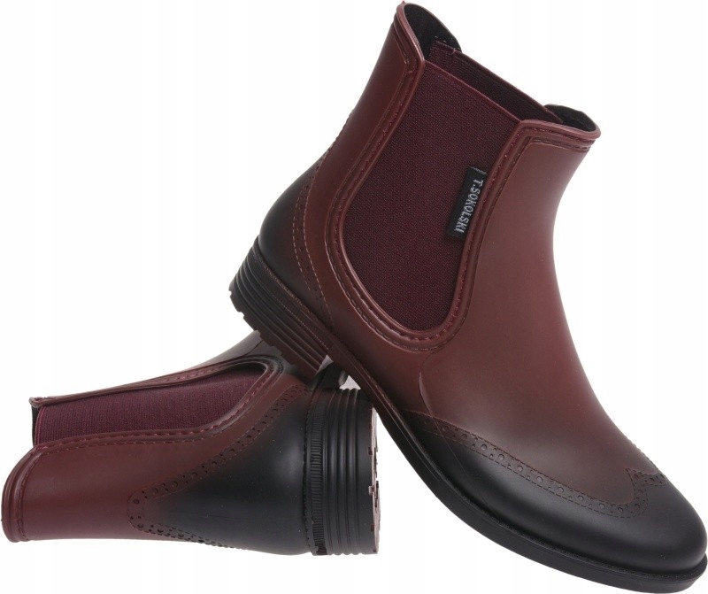 KRÓTKIE KALOSZE SZTYBLETY GUMOWCE DAMSKIE bordo 38