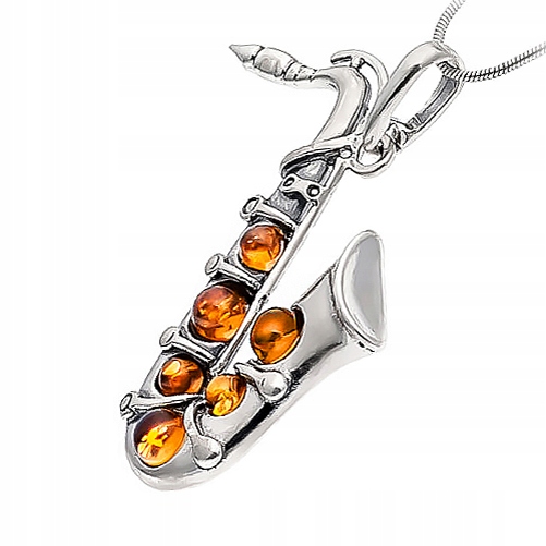 

Saksofon naszyjnik zawieszka Srebro 925 łańcuszek