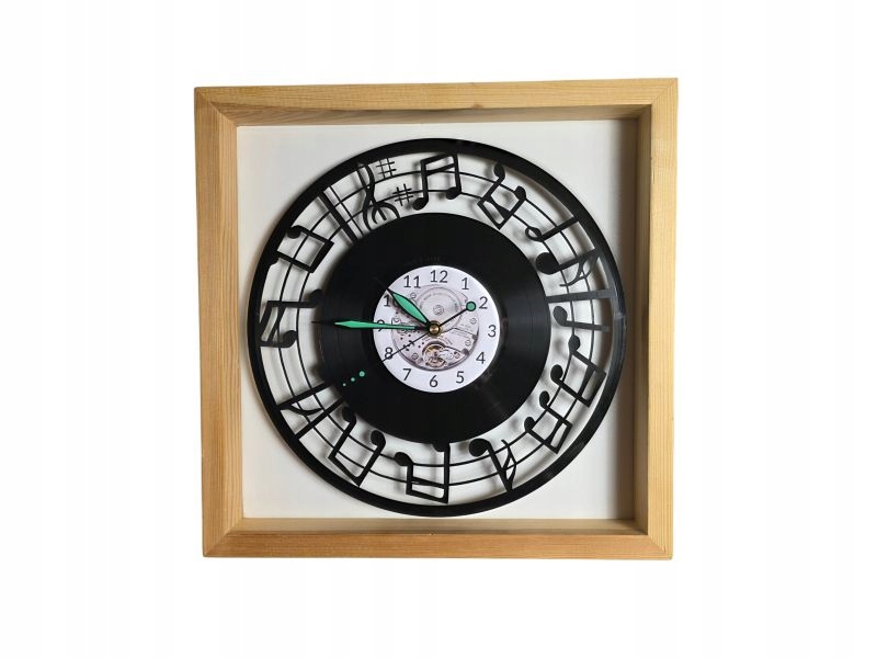 Noty Nástěnné hodiny v dřevěném rámu 35x35x5 cm Vinyl Vinylová deska