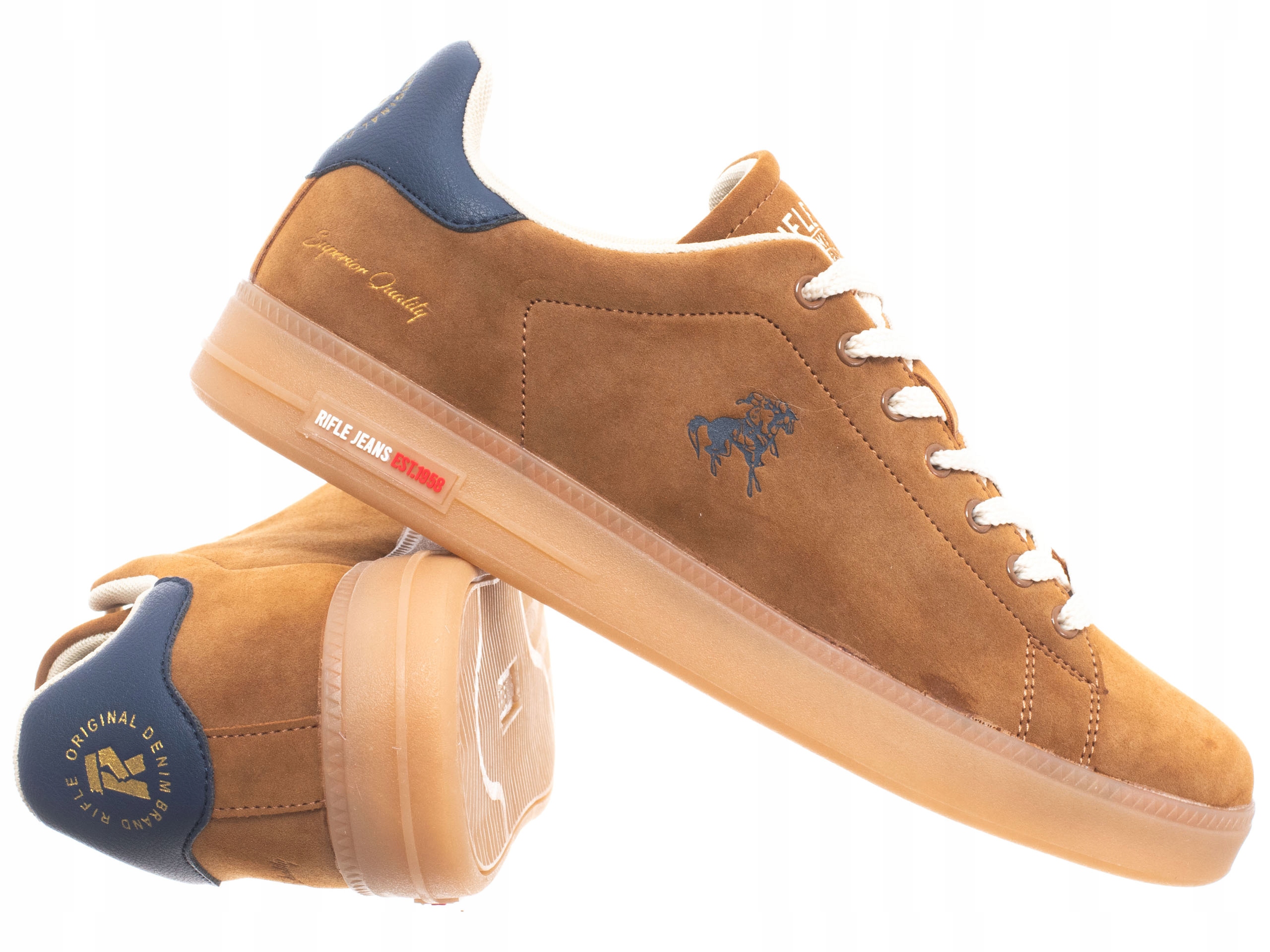 Rifle Jeans Buty Męskie sneakersy niskie klasyczne brązowe logo