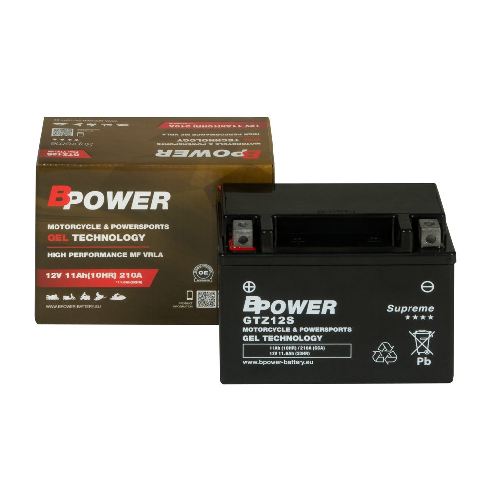 Akumulator motocyklowy BPower GTZ12S 11h 210A L+ Żelowy Gel Supreme YTZ12S