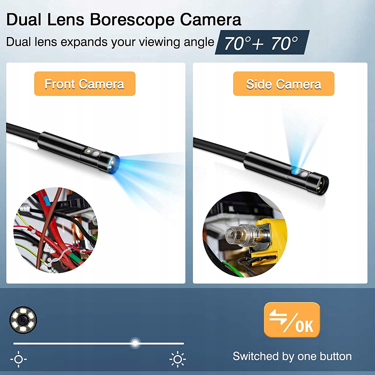 AMAILTOM Kamera Endoskopowa 1080P Dualna Soczewka 4,3" Ekran IP67 5m Kabel — miniatura 2