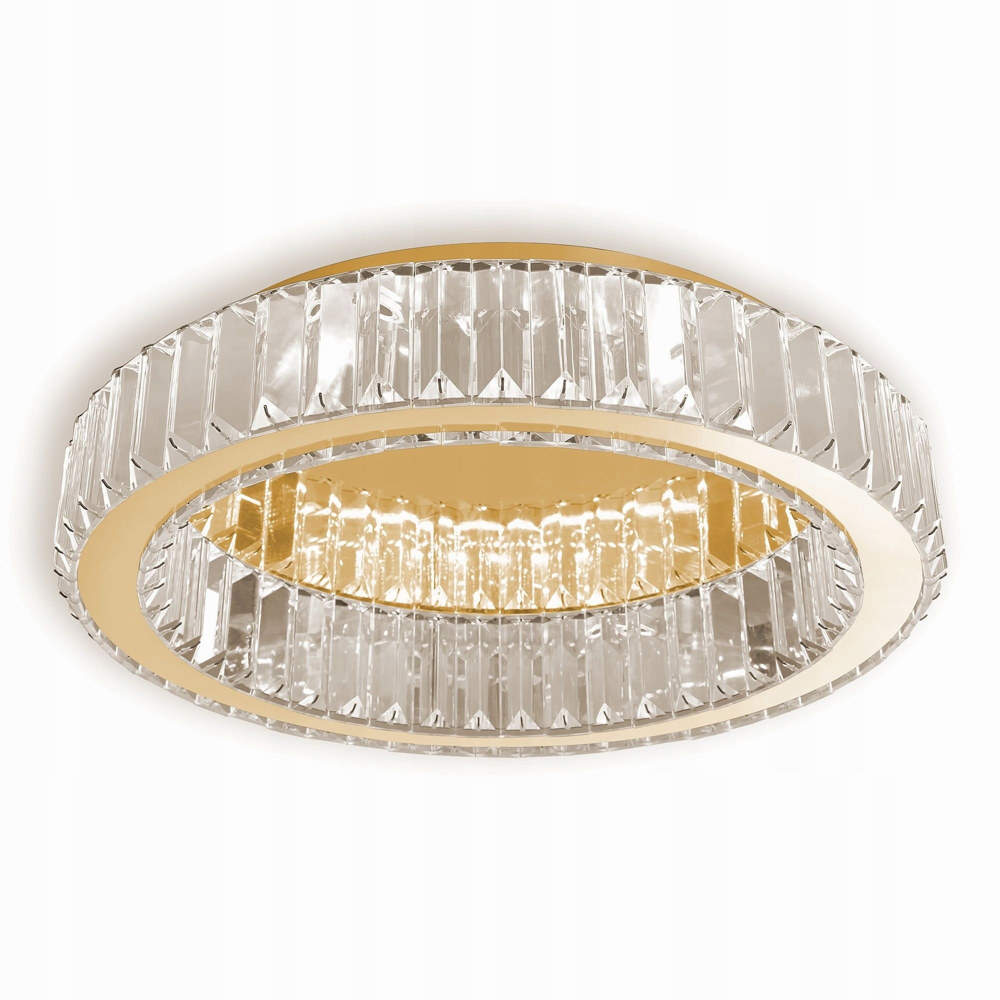 Zlatý Stropné Svietidlo s Led kryštálmi 40 cm, okrúhly, sklenené kryštály, Glamour štýl
