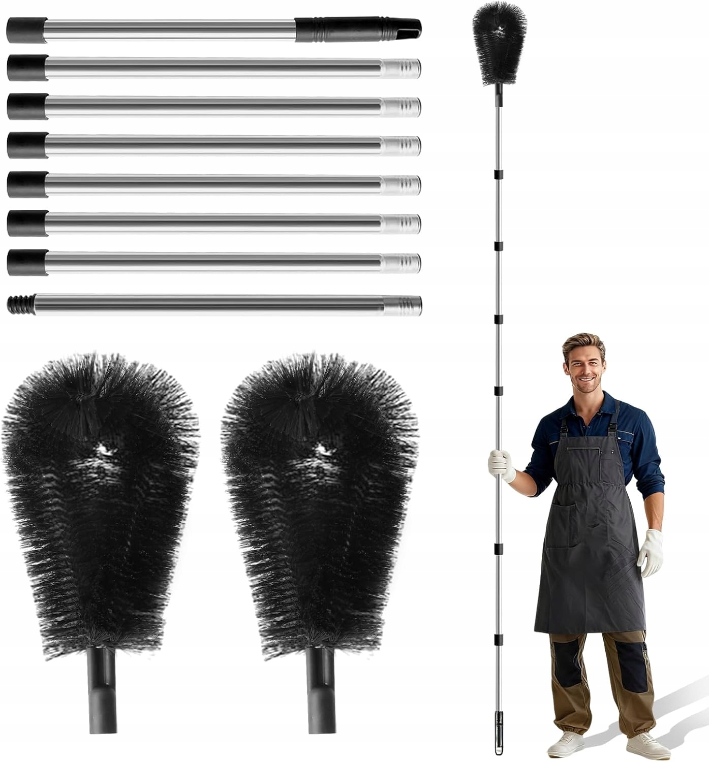 Levně Okapový Kartáč Pro Čištění Listí, Sutin A Větviček Okapů, Nastavitelný