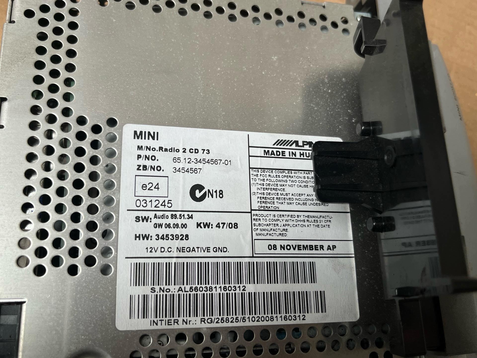 Radio samochodowe Mini Cooper 2 R56 2008 3454567