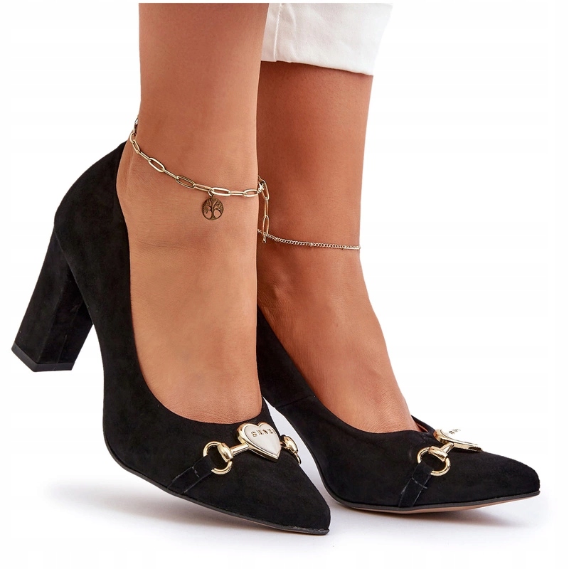 Zazoo 2453/OS Semišové Lodičky Na Podpatku S Podpatkem, Černé, Velikost 37